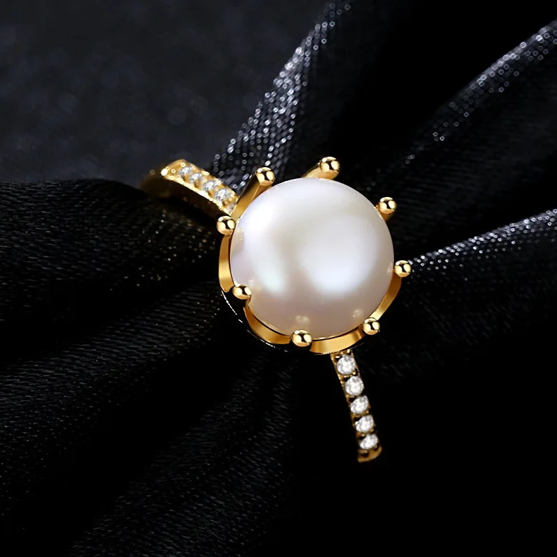 Серебряное кольцо 925 пробы модное в Корейском стиле с жемчугом свадебные кольца