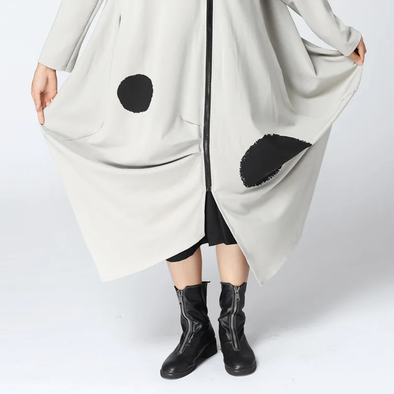 Z-ZOUX Women Dress Polka Dot Printed Irregular Fashion Black Long Dresses Personality Vintage Loose Spring 2020 | Женская одежда