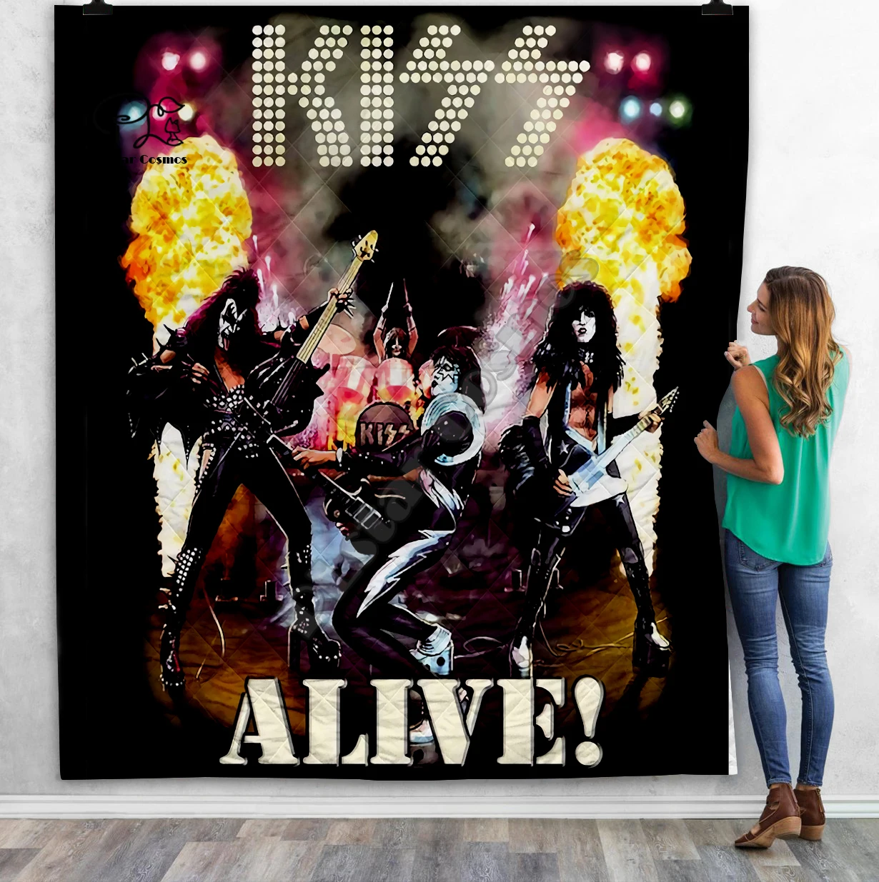Детское одеяло с 3D принтом KISS Rock & Roll All Nite Party мягкое теплое тонкое хлопковым