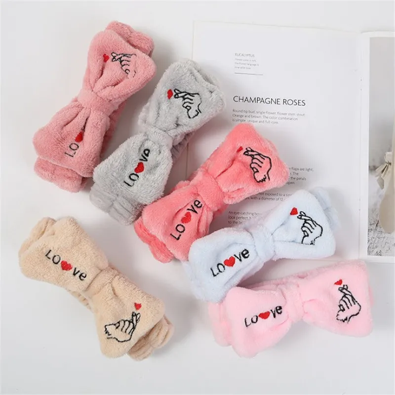 Письмо любовь сердце Коралловая Флисовая Повязка для макияжа бантик женская