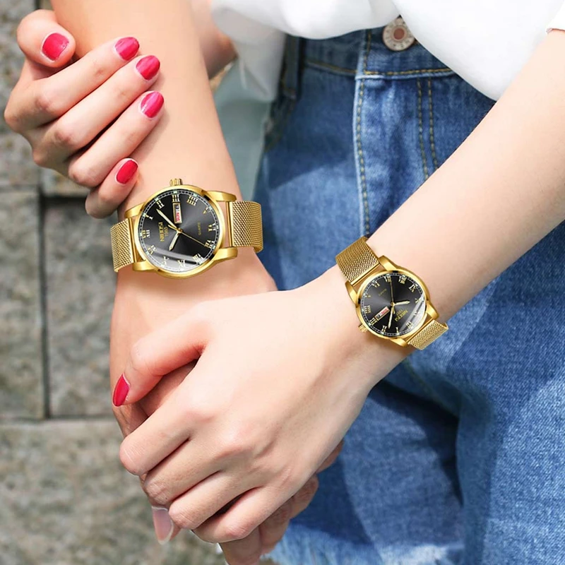 Часы-пары NIBOSI женские брендовые Роскошные водонепроницаемые кварцевые наручные