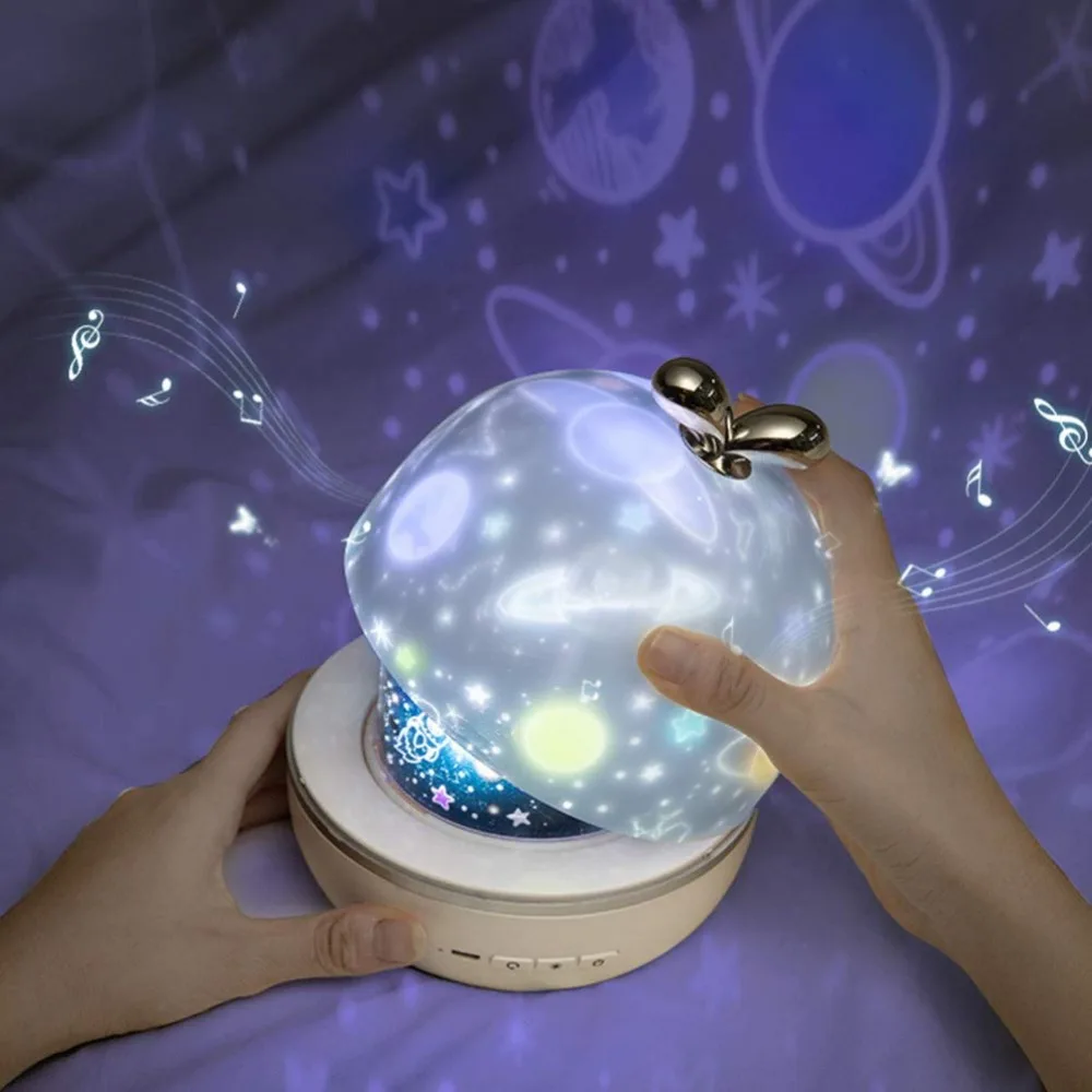 Ночной светильник проектор с музыкой и USB зарядкой вращающаяся проекционная