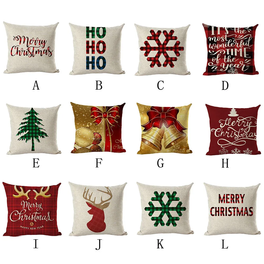 Веселые наволочки с рождественскими узорами Рождественский принт льняная