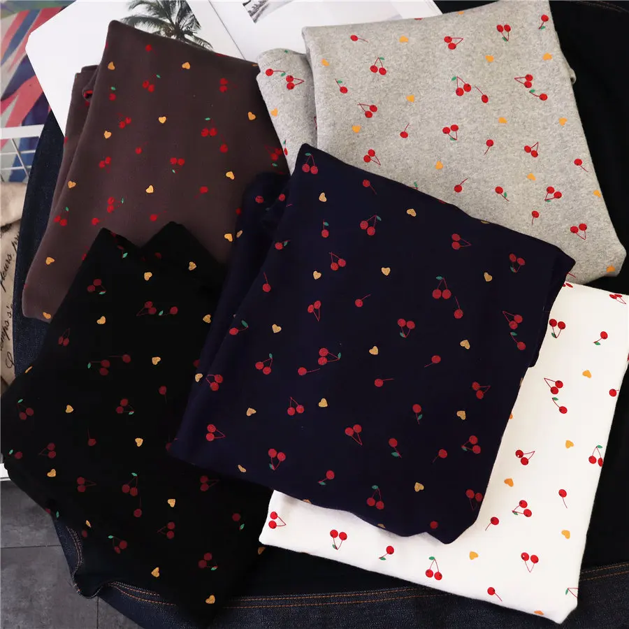 

Korean Style Full Printed Small Cherry Love Brushed Short Sleeve T-shirt Skirt Loose round Neck Bottoming Shirt for Women tops