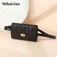 mihaivina women leather fanny pack waist belt bag retro plaid chest bags female banana waist pack shoulder crossbody bum bag