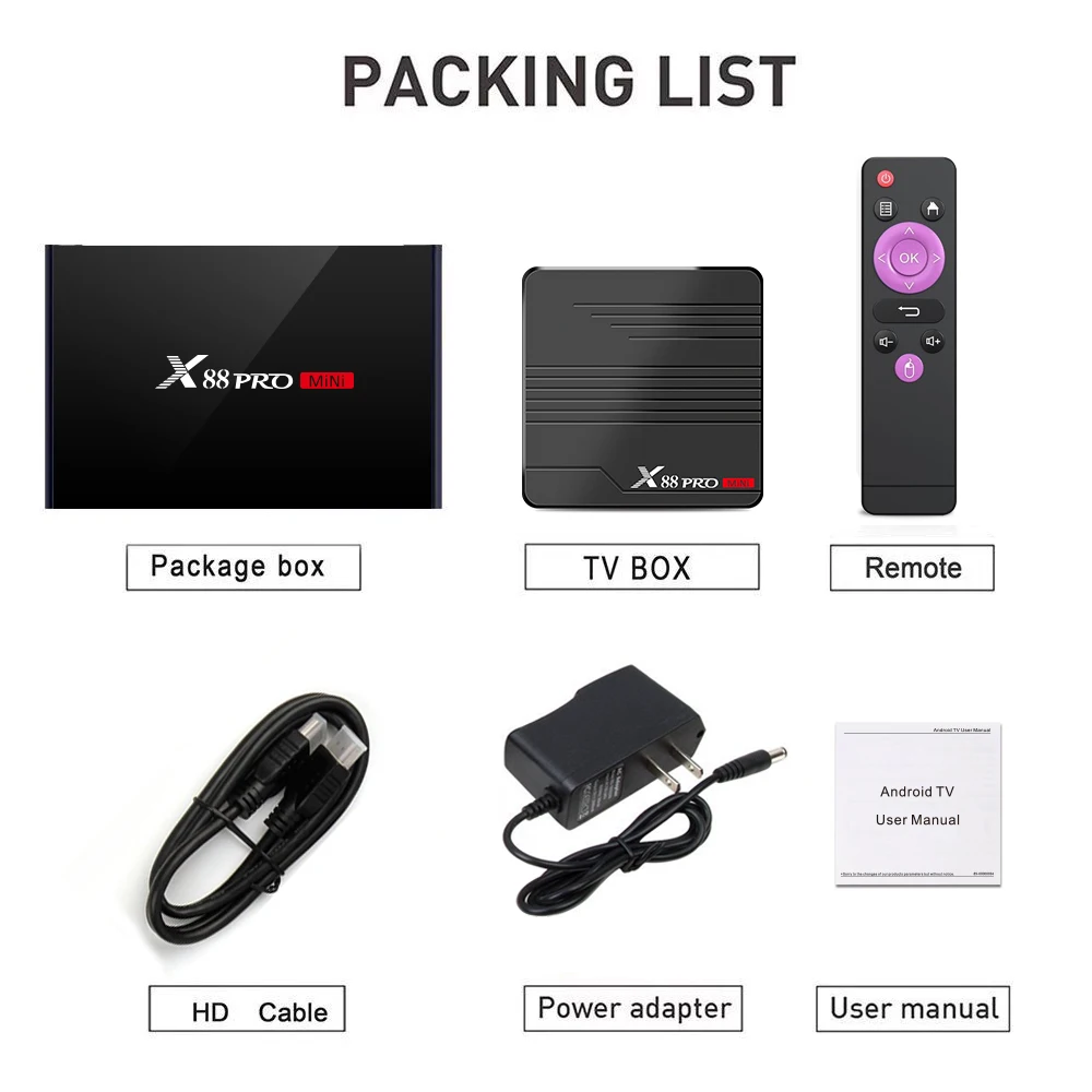 

X88 PRO Mini TV Box Android 9.0 Amlogic S905X3 4K 60fps Google Player Youtube Media Player X88PRO 2GB 16GB 4GB 32GB Set Top Box