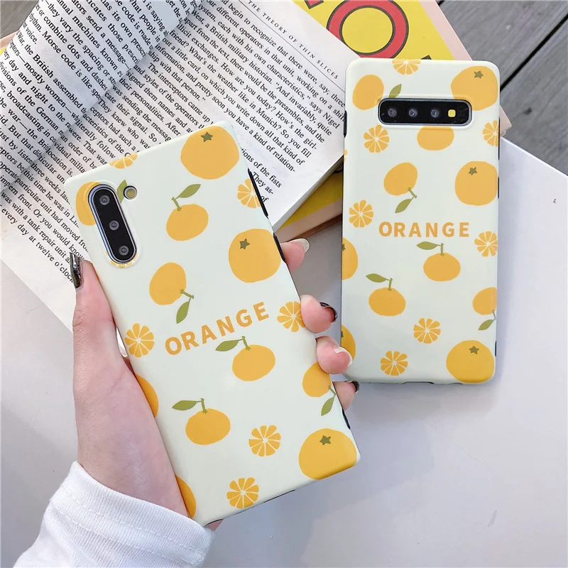 Оранжевый Летних Фруктов мягкий чехол для Samsung милый S10 плюс Чехол телефона S8 Galaxy
