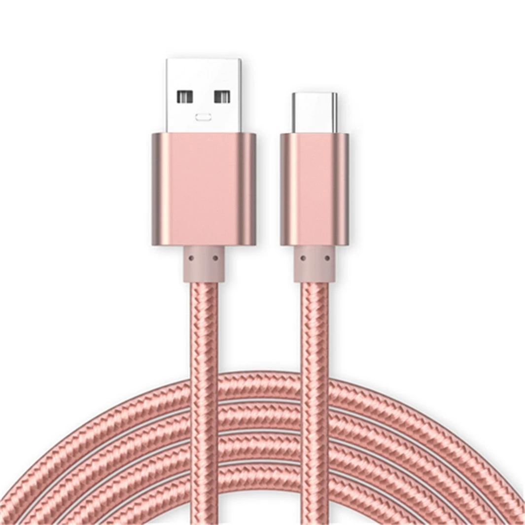 Розовый Красный 2 м быстрое зарядное устройство type C USB кабель провода для SAMSUNG S10 A40 A50 M20 Xiaomi Mi 9 Leagoo S9 Xperia XA1 XZ Doogee Honor 10 9 V20 - Цвет: Розовый