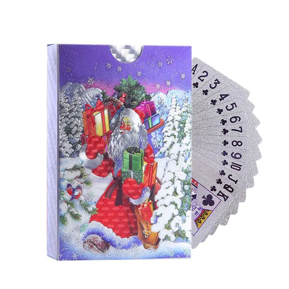 Водонепроницаемые карты для покера Щепка Фольга игральные ПВХ Пластик Рождество