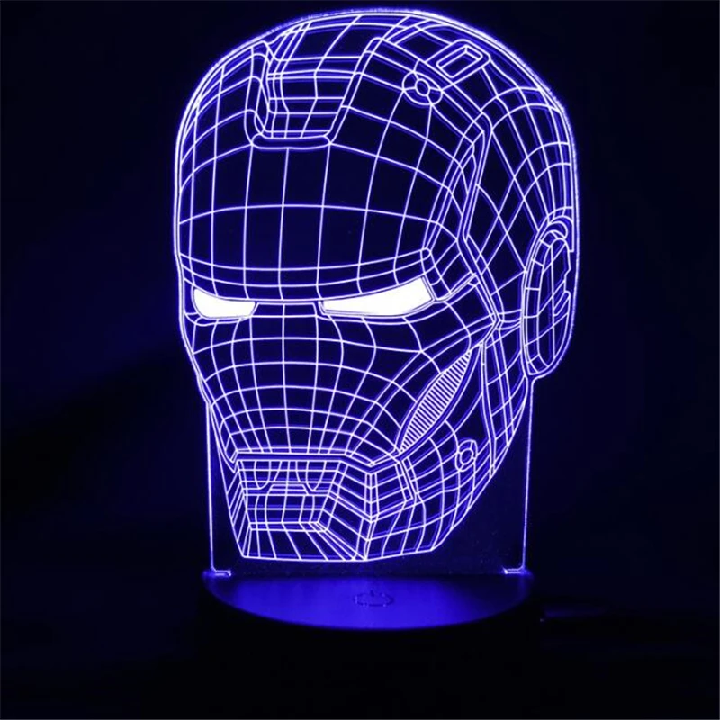 3D лампа мстители светодиодный ночник из фильма Железный человек Дэдпул Человек