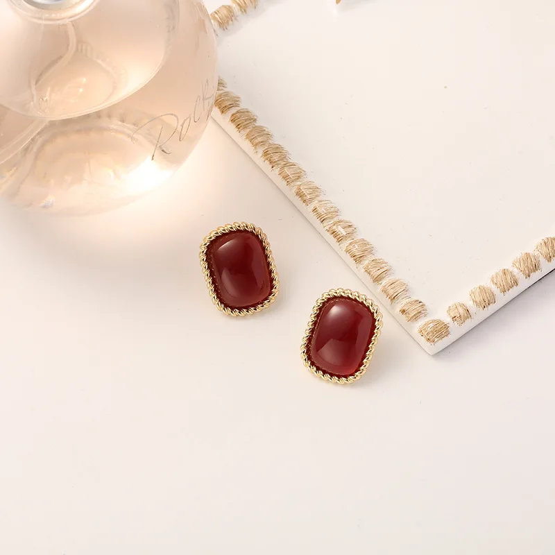 Новые ретро простые винно-красные полимерные геометрические полосатые