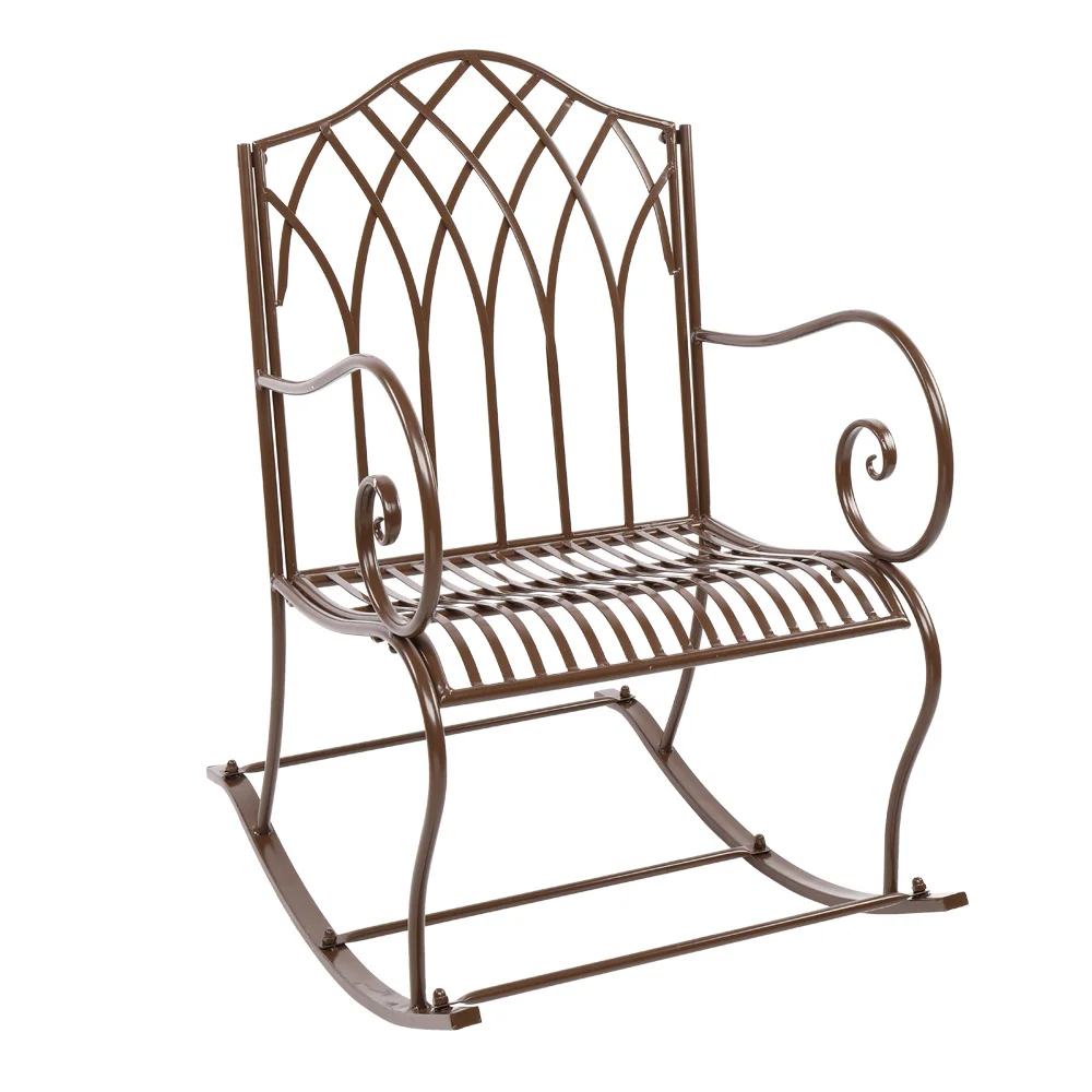

Flat Iron Single Rocking Chair Dark Brown for Indoor Outdoor Patio Garden US Warehouse