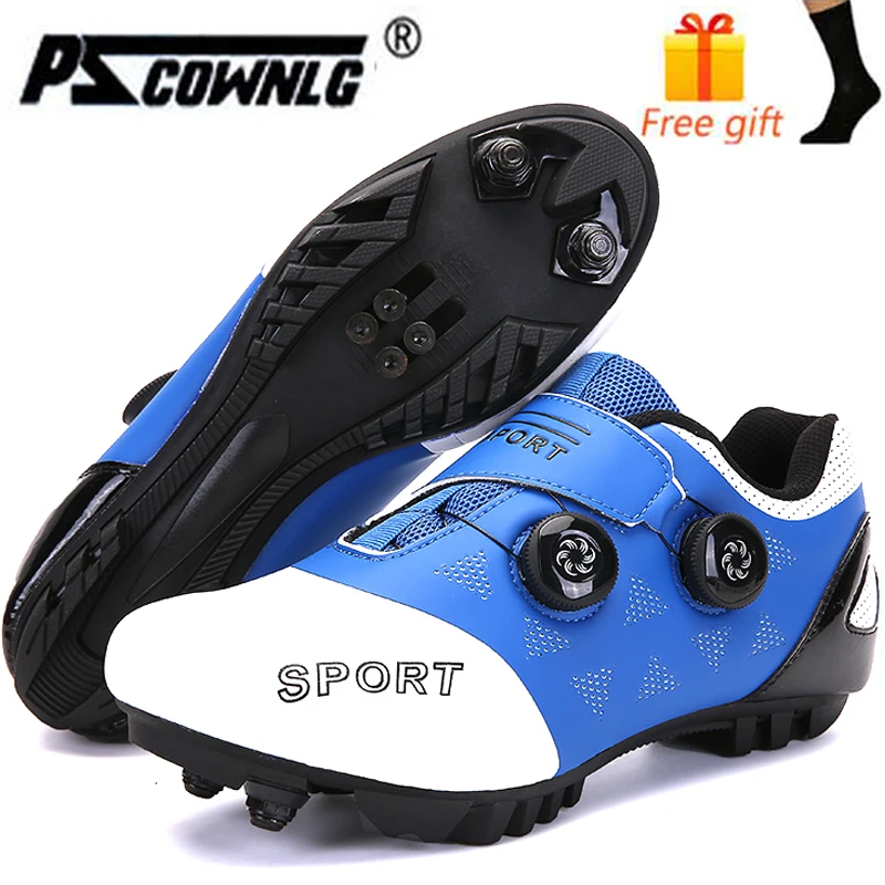 

Pscownlg Men Cycling Shoes MTB Cycling Sneakers Athletic Racing Team Bicycle Footwear Breathable Bike Lock Shoes