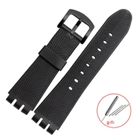 for swatch rubber band 23mm new high quality mens black soft waterproof diving silicone rubber watchband straps black bracelet
