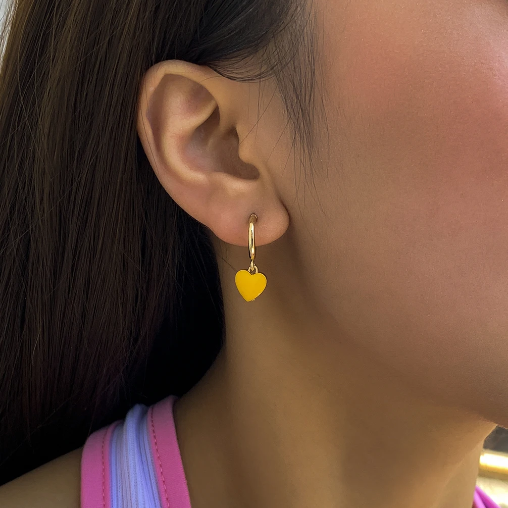 

Ingemark Korea 2021 New Trendy Pink Love Drop Earrings for Women Wedding Minimalism Temperament Small Heart Earring y2k Jewelry