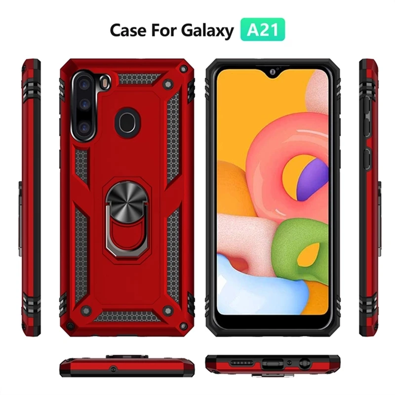

trong Protection Finger Ring Holder Case for Samsung Galaxy A21 A41 A11 A51 A71 A81 A91 S8 S9 S10 S20 Anti-drop Kickstand Cover