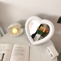 korean style heart shaped mirror desktop wall mounted dual use photo props decoration cosmetic mirror pink purple love