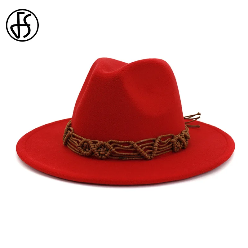 Мужская фетровая шляпа FS с широкими полями и котелком красная хаки желтая летняя