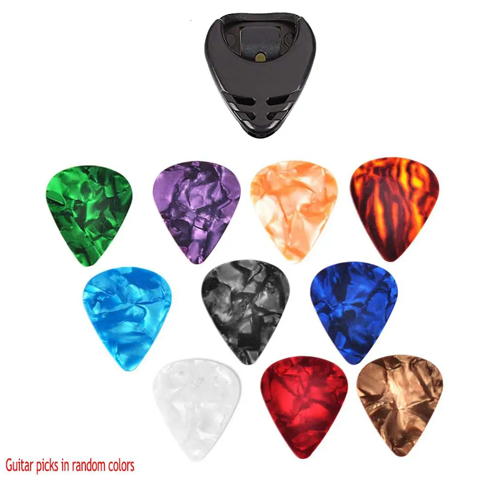 10 pcs gitarre picks guitar pick halter set akustische gitarre elektrische gitarre bass ukulele stick auf halter picks gelegentliche farbe free gl