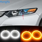Хлопковые переключающиеся светодиодные кольца с белым янтарным ангельским глазом, дневные ходовые огни, указатели поворота для Honda INSIGHT 2010, 2011, 2012, 2013, 2014, 2015