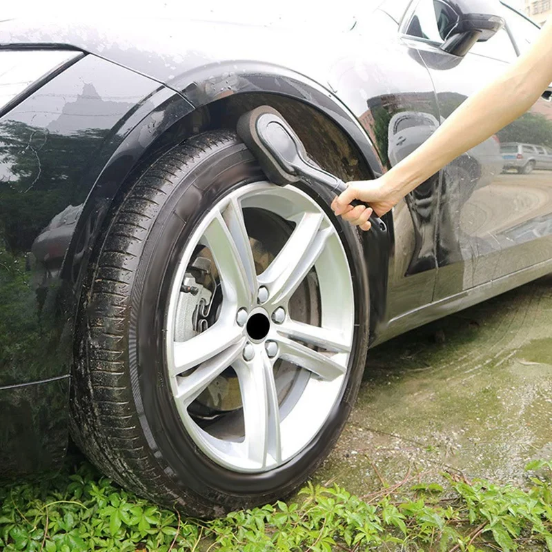 

4 Wax Sponge & 1 Pcs Car Tire Wheel Long Handle Cleaning Brush