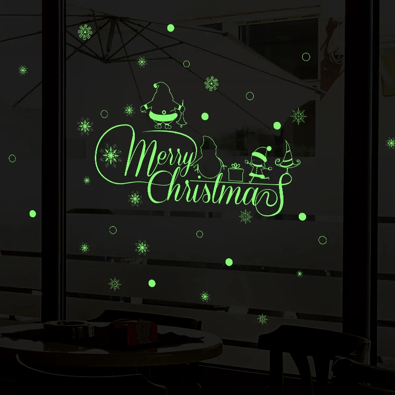 2020 рождественские светящиеся наклейки на стену для детской комнаты украшение