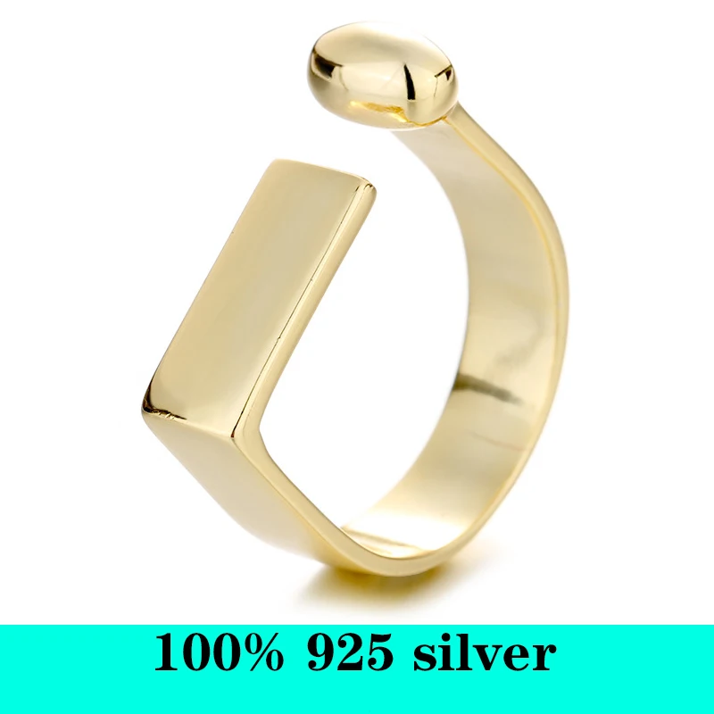 

18K gold color geometric minimalist 925 sterling silver ring woman ring can be adjusted party cocktail ring gift