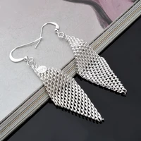 2021 fashion silver color jewelry earrings shaped mesh design brinco stud earring for women with stamp jewelry pendiente
