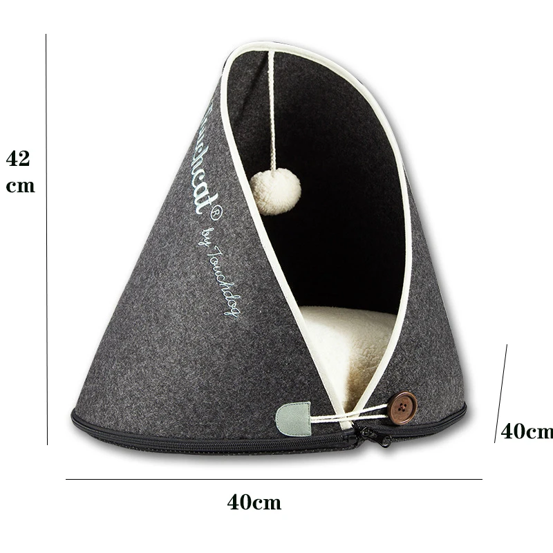 Новый Забавный для домашнего котика щенок конический Войлок Ткань Спящая