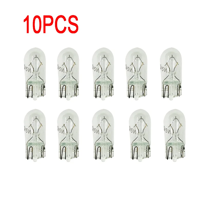 

10Pcs White T10 W5W 501 194 Clear Signal Lamp Glass 12V 5W W2.1x9.5d Single Filament Car Bulb Auto Light