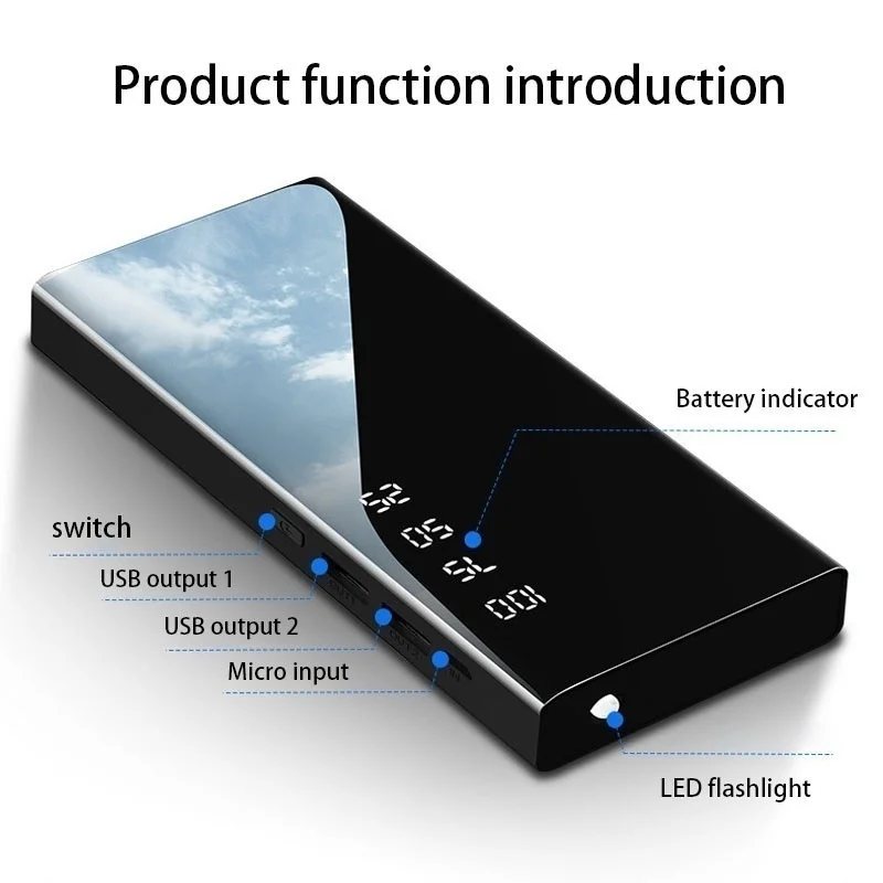 30000mah led digital display portable charger external battery suitable for iphone and android usb power bank mini power bank free global shipping