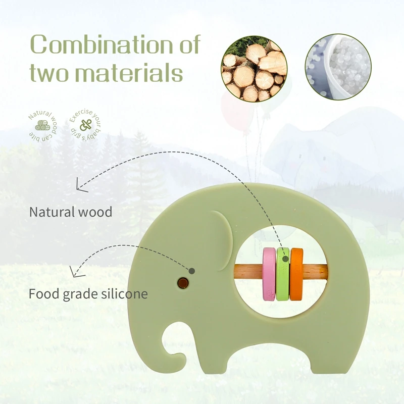 Baby Rattle 1PC Silicon Cartoon Elephant Teething Children Molar Toy Teether Brain Early Education Intensive Training - купить по
