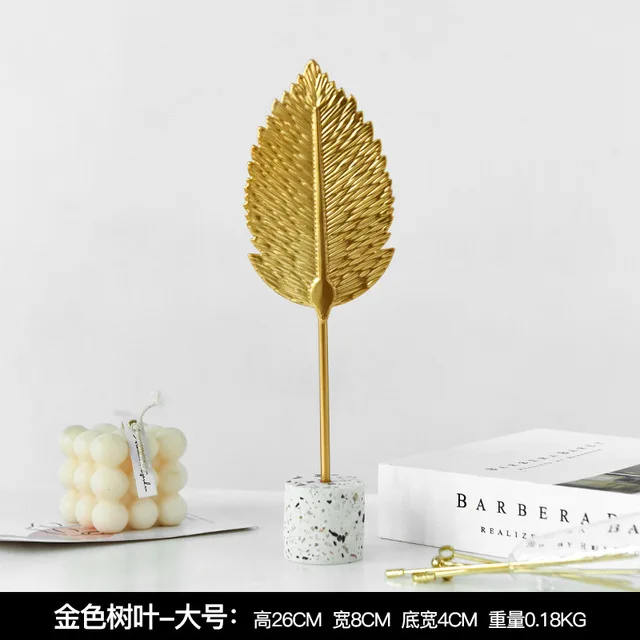 

hot Golden feather ornaments Nordic light luxury high-end TV cabinet porch creative living room home office desktop decorations