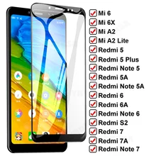 11D Full Cover Glass For Xiaomi Mi 6 6X A2 Lite Tempered Screen Protector Redmi 6A 7A S2 Note 7 6 Pro 5A 5 Plus Protective Film