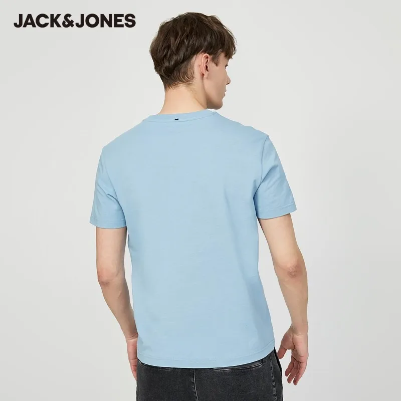 Мужская футболка с короткими рукавами JackJones 100% хлопок 3D вышивкой одежда