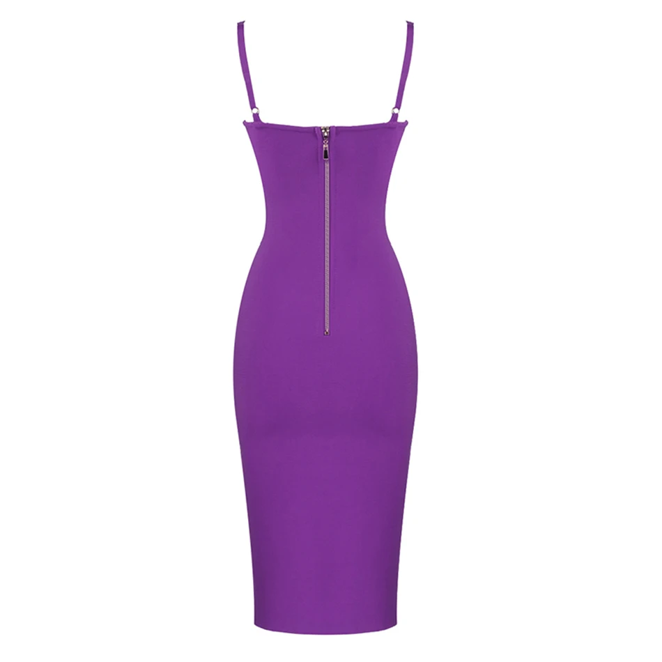 Сексуальное Фиолетовое Женское Бандажное платье на тонких бретельках новинка 2021