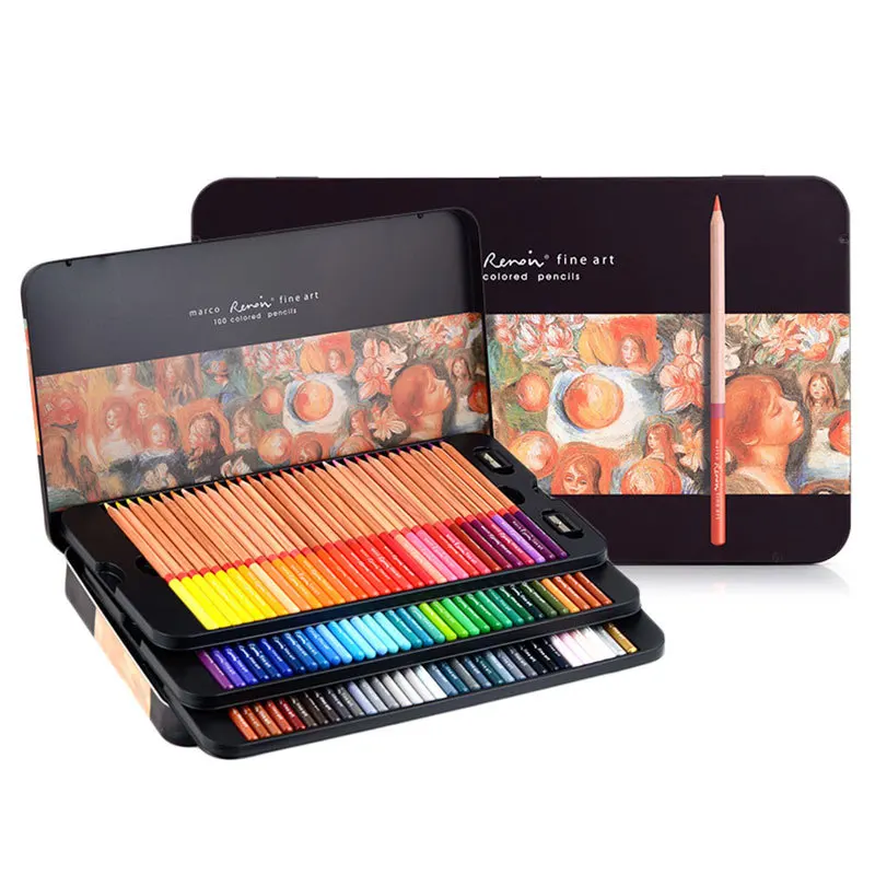 Marco Renoir 120 Oil Color Pencils Set Professional Artist Drawing Colour Colored Pencil Tin Box Artist Art Supplies