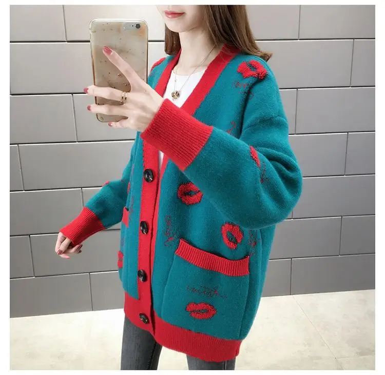 

Net red knit sweater women cardigan jacket spring 2020 new lazy wind outside loose sweater shawl autumn
