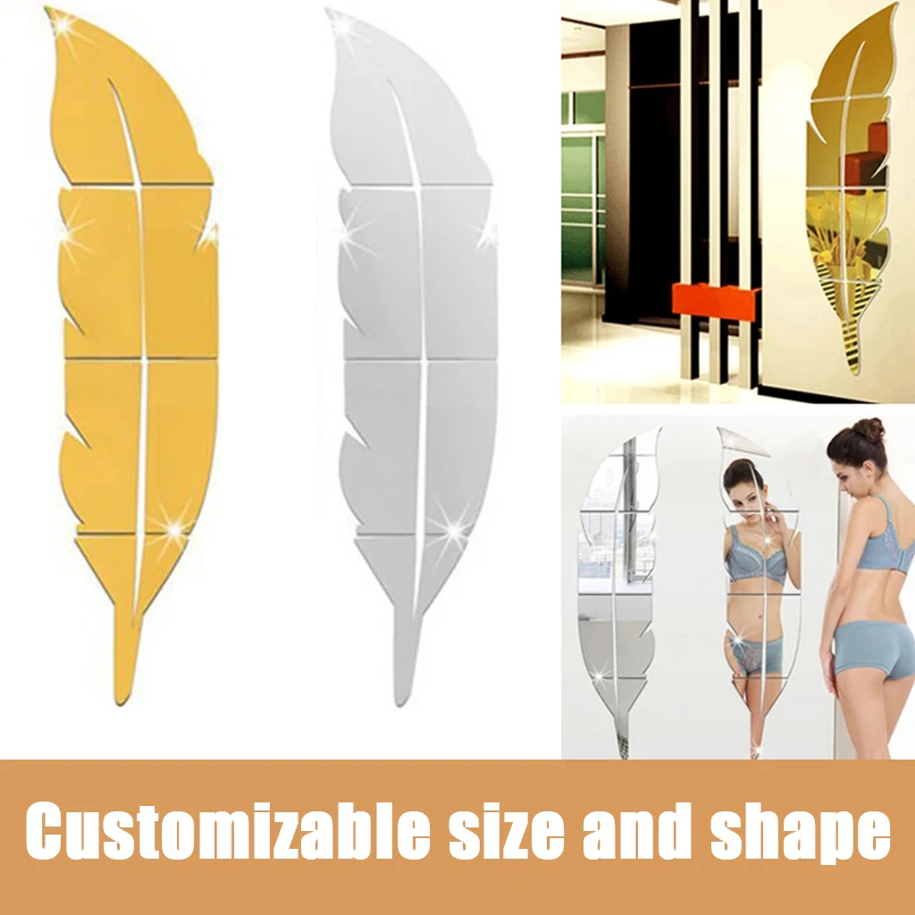 3D самодельная зеркальная Настенная Наклейка с перьями настенная наклейка