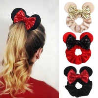 mickey mouse ear hair bands velvet hair scrunchies ring solid velvet ponytail holder hair ties gum elastic hair bands for girls