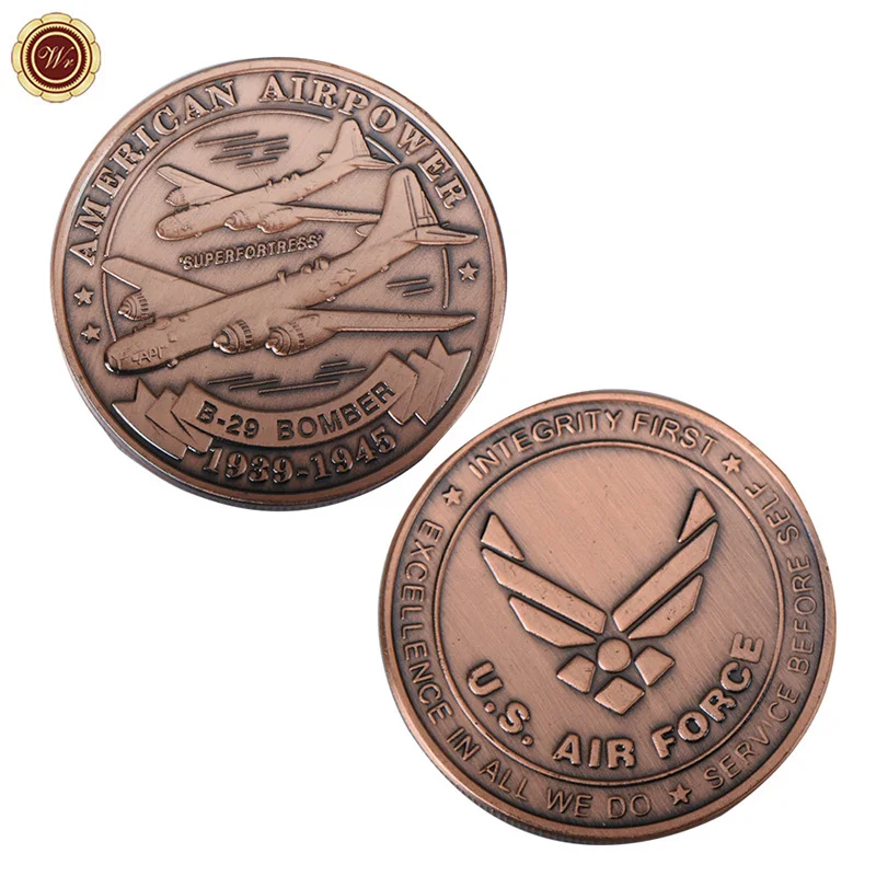 Copper Coin U.S. Army Air Force B-17 Bomber Us Custom Airpower Souvenir Brass for Gift US | Дом и сад