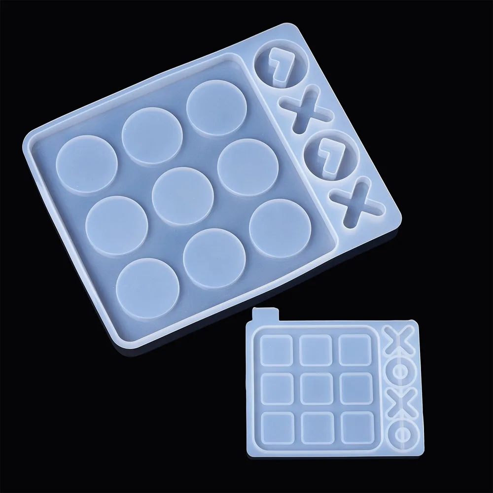 

2pcs/set Family Games Silicone Molds Tic Tac Toe Board Game Silicone Epoxy Resin Casting for DIY Jewelry Making
