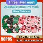 Детская Рождественская одноразовая маска для лица, 3 слоя, с принтом Санта-Клауса, маскариллы, Desechables, пыль, косплей, детские рождественские маски для девочек