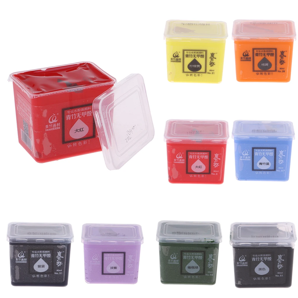 

Gouache Paint 8 Colors 80ml Unique Jelly Cup Design Portable Case for Artists, Students, Gouache Watercolor Painting Pigments
