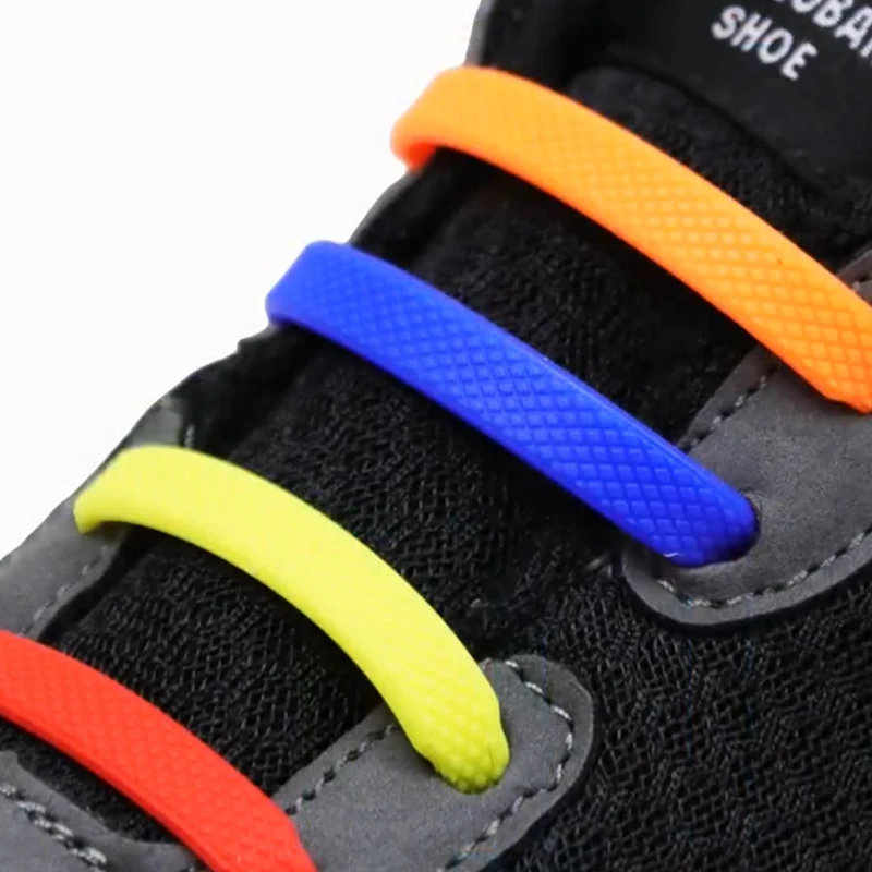 Silicone Shoelaces No Tie Shoelaces 16pcs/lot 12 colors Elastic Lace Shoelace Creative Lazy Silicone Laces Rubber Lace
