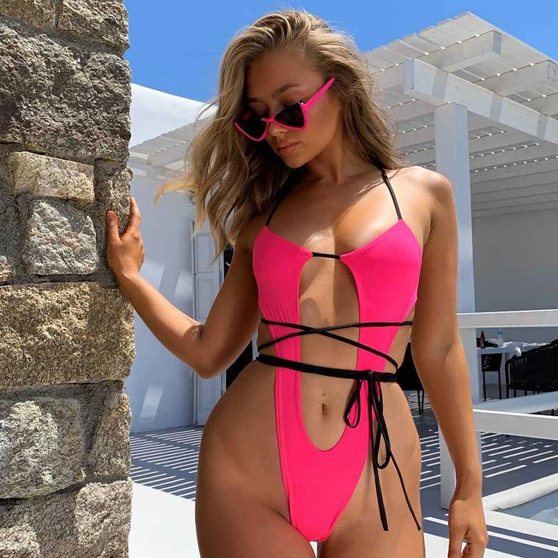 

Swimsuit women's 2021 plus size one-piece swimsuit sexy backless strappy one-piece beach swimwear push up luxury swimsuit