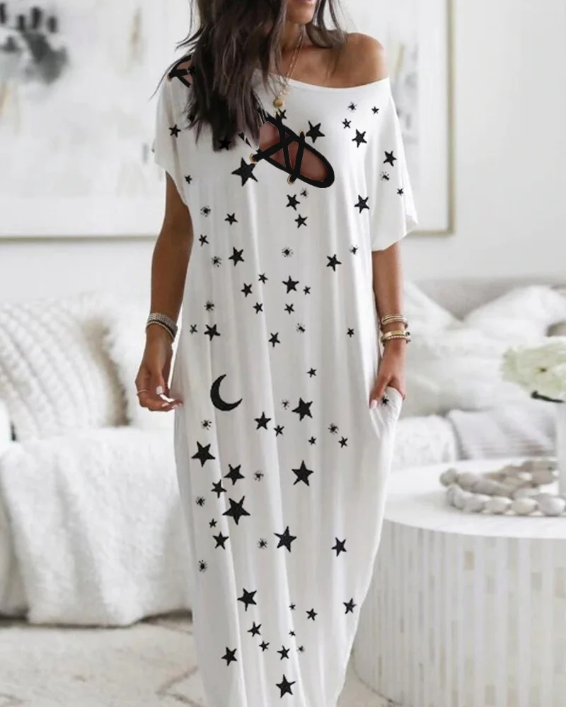 Повседневное пляжное платье с открытыми плечами свободное летнее коротким