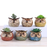 2 7 inch owl pot ceramic flowing glaze base serial set succulent cactus plant flower pot container planter bonsai garden pots
