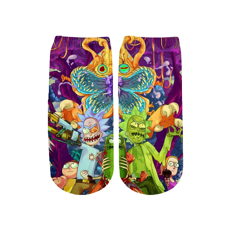 PLstar Cosmos/Новинка года; милые короткие носки с 3D принтом с героями мультфильмов Rick and Morty для мужчин и женщин; корейские носки в стиле Харадзюку; WZ888 - Цвет: color as the picture