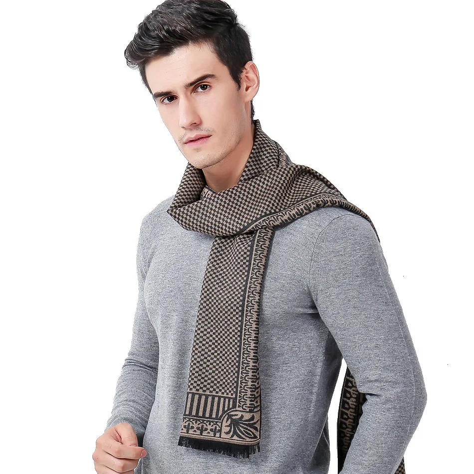 Классический деловой маленький клетчатый мужской шарф с имитацией кашемира